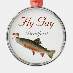 Monogrammed Fishermen  Fly Fishing lure  Metal Orn Ornament