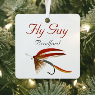 Monogrammed Fishermen  Fly Fishing lure Metal Tree Decoration