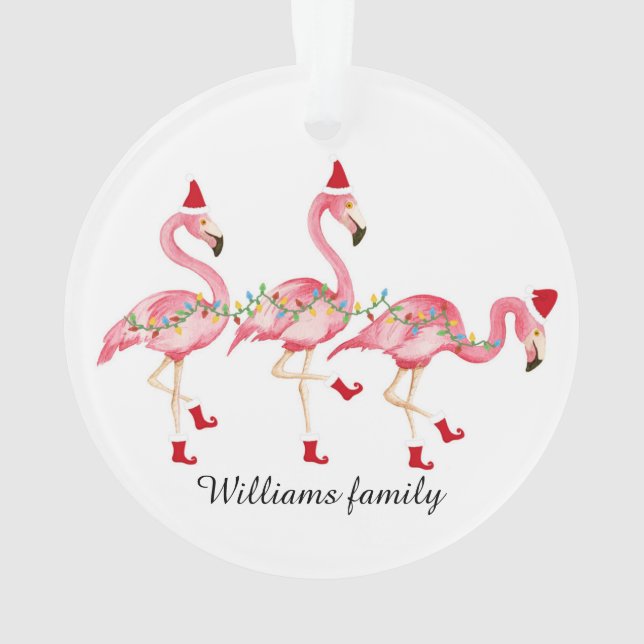 Monogrammed Flamingo Christmas ornament (Back)