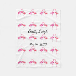 monogrammed fleece flamingo baby blanket