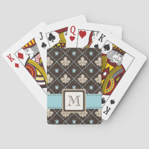 Monogrammed Fleur de Lis Blue Bicycle® Playing Car Cards