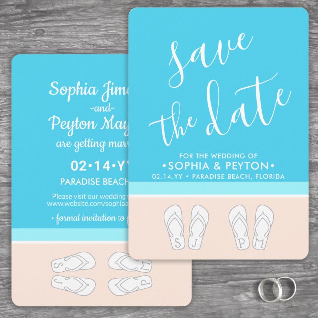 Monogrammed Flip Flops Beach Wedding Modern Simple Save The Date (Creator Uploaded)