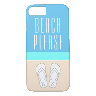 Monogrammed Flip Flops on Sand Modern Beach Please iPhone 8/7 Case