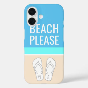 Monogrammed Flip Flops on Sand Modern Beach Please iPhone 16 Case