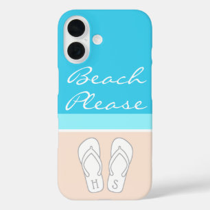 Monogrammed Flip Flops on Sand Modern Beach Please iPhone 16 Case