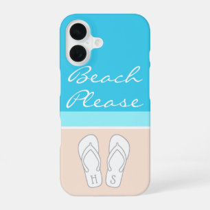 Monogrammed Flip Flops on Sand Modern Beach Please iPhone 16 Case