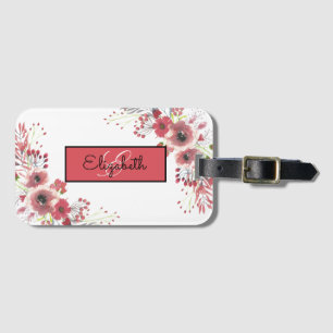Monogrammed Floral Luggage Tag