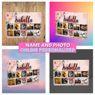 Monogrammed Floral Photo Collage For Mother's Block