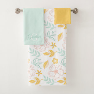 Monogrammed Floral Towel Set