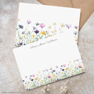 Monogrammed Floral Watercolor Wildflower Card