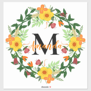 Monogrammed Floral Wreath