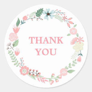 Monogrammed Floral Wreath Classic Round Sticker