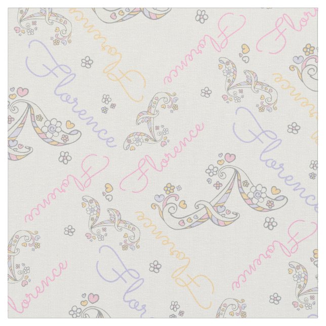 Monogrammed Florence name and letter F fabric (Close Up)