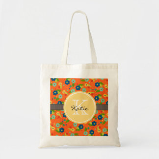 Monogrammed Flower Tote Bag