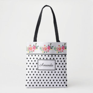 Monogrammed flower tote bag