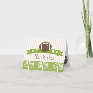MONOGRAMMED FOOTBALL WEDDING THANK YOU CARD