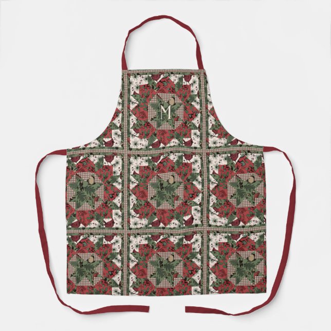 Monogrammed Forest Animals Patchwork Quilt Apron (Front)