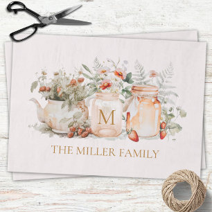 Monogrammed Forest Floral Botanical Family Name Tissue Paper