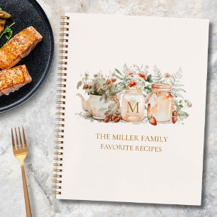 Monogrammed Forest Floral Botanical Family Recipe Notebook