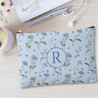 Monogrammed Forget Me Not Blue Floral Watercolor