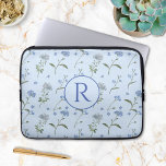 Monogrammed Forget Me Not Blue Floral Watercolor  Laptop Sleeve<br><div class="desc">Introducing our Monogrammed Forget Me Not Blue Floral Watercolor electronic Case! Featuring a charming forget-me-not watercolor illustration on a serene blue background. Personalise it with your initials for a touch of floral elegance.</div>
