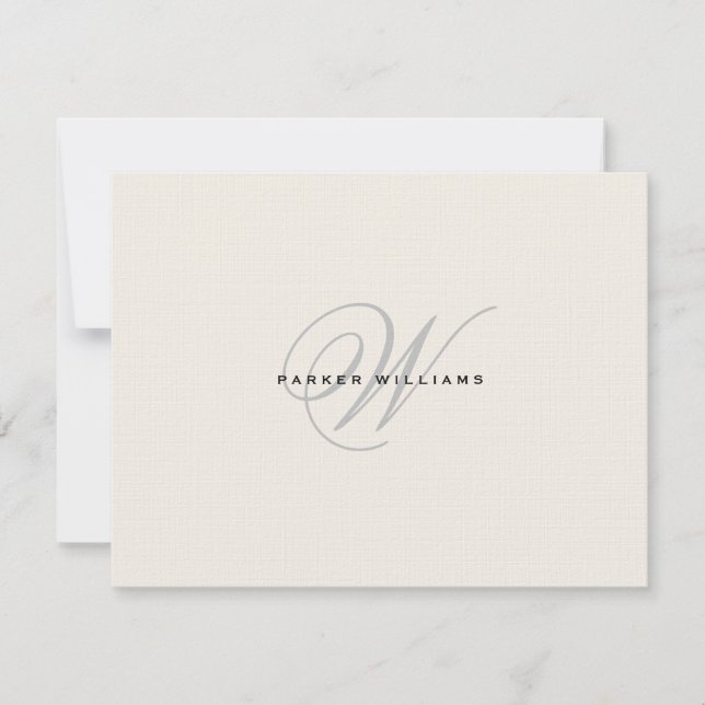 Monogrammed formal Flat Thank You Card (Front)