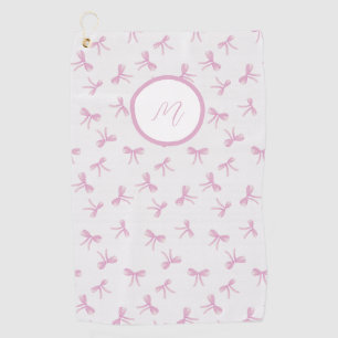 Monogrammed Frilly Coquette Pink watercolor Bow Golf Towel