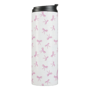 Monogrammed Frilly Coquette Pink watercolor Bow  Thermal Tumbler