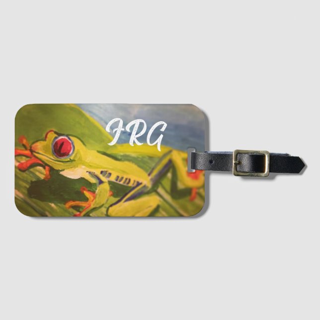 Monogrammed Frog Luggage Tag (Front Horizontal)