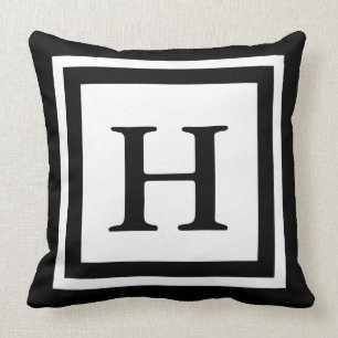 Monogrammed Front & Back - Black & White Cushion