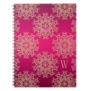 Monogrammed Fuchsia and Gold Notebook Journal