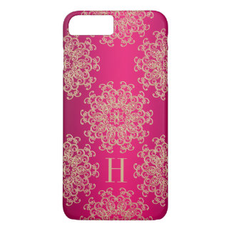 Monogrammed Fucshia and Gold Exotic Medallion iPhone 8 Plus/7 Plus Case