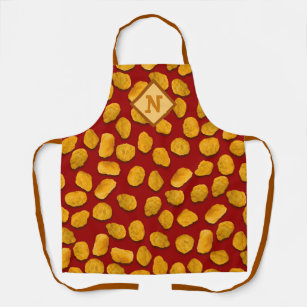 Monogrammed Funny Chicken Nugget Pattern Apron