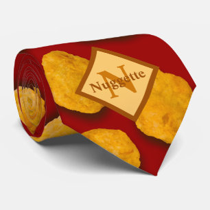 Monogrammed Funny Chicken Nugget Pattern Tie