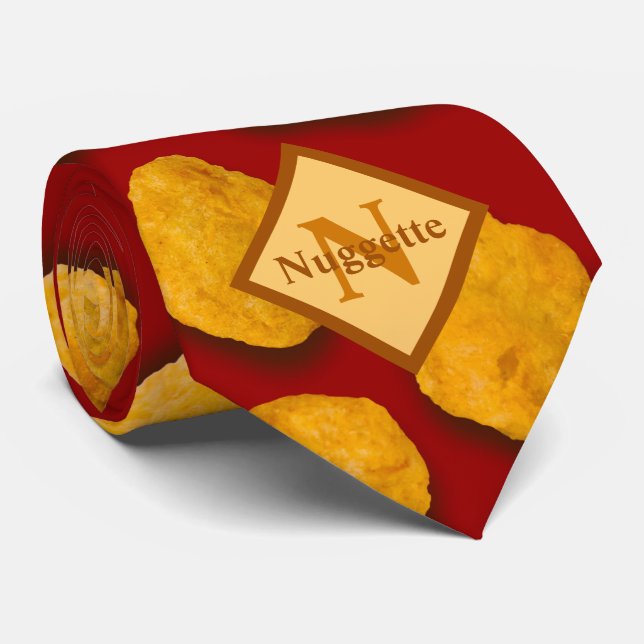 Monogrammed Funny Chicken Nugget Pattern Tie (Rolled)