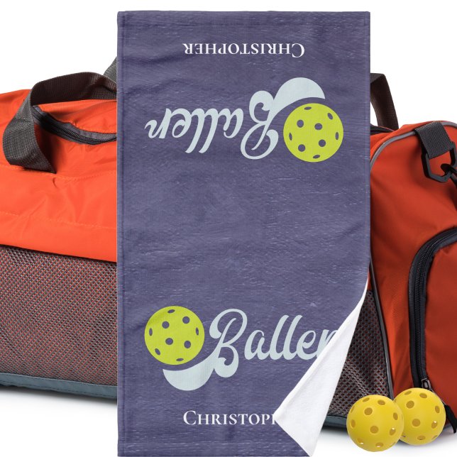 Monogrammed Funny Pickleball Player Sports Hand Towel (Creator Uploaded)