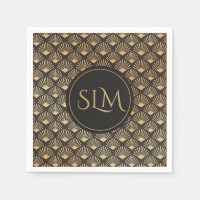 Monogrammed Gatsby Art Deco Fan Pattern