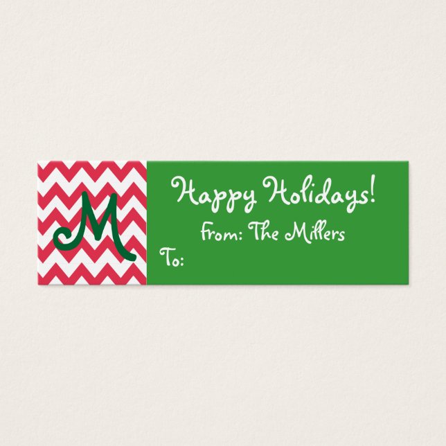 Monogrammed Gift Tag with Chevron (Front)
