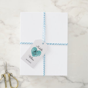 Monogrammed gift tags for cute wedding favours