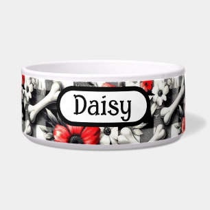 Monogrammed Gingham Plaid Black White Red Floral