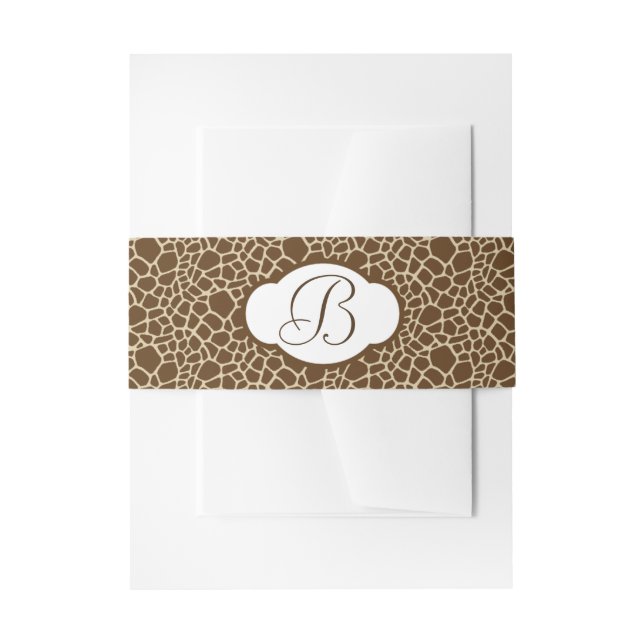 Monogrammed Giraffe Pattern Invitation Belly Band (Front Example)