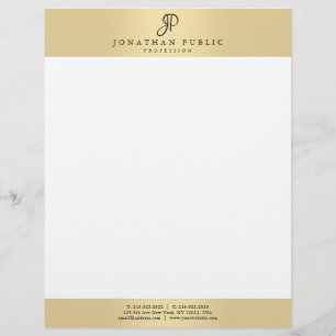 Monogrammed Glamour Gold Elegant Personalised Custom Letterhead