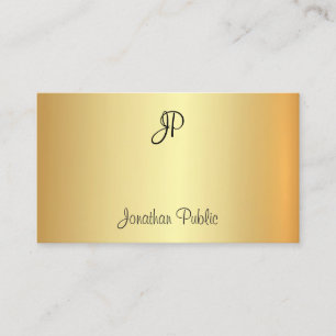 Monogrammed Glamourous Gold Professional Modern Business Card