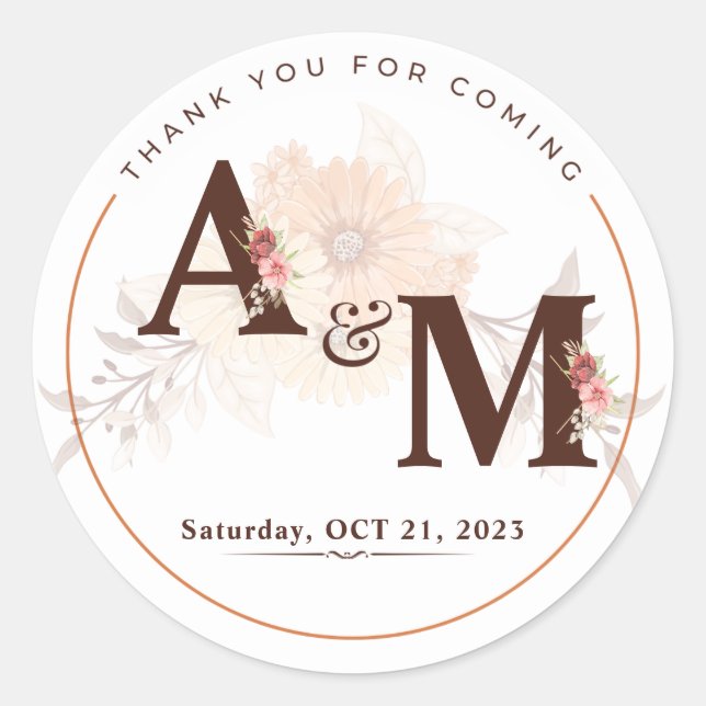 Monogrammed Gold Elegant Wedding Sticker (Front)