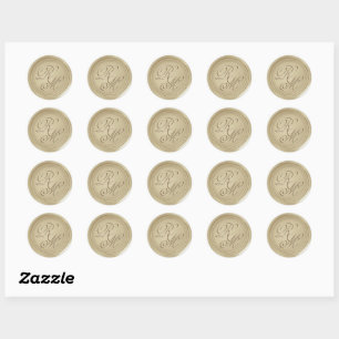 Monogrammed Gold Faux Smooth Round Wax Seals