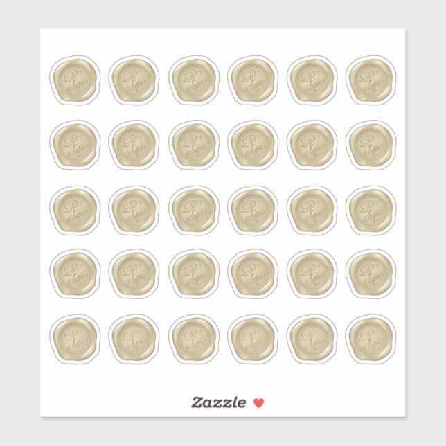 Monogrammed Gold Faux Wax Seals (Sheet)