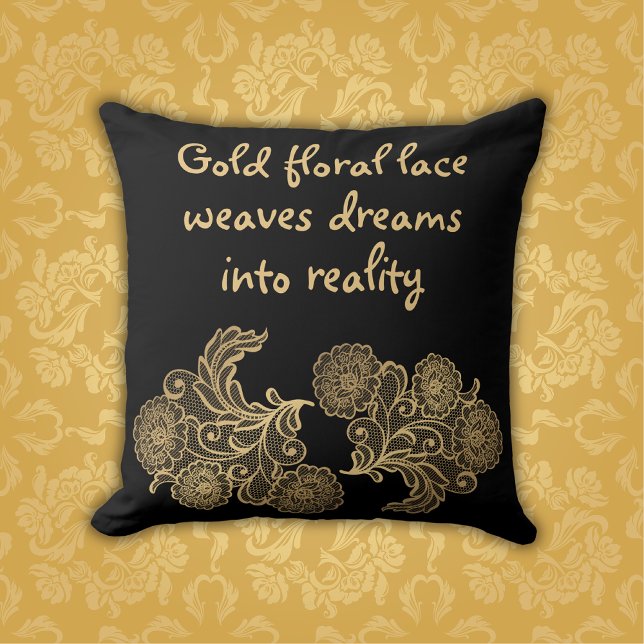 Monogrammed Gold Floral Lace | Cushion (Creator Uploaded)