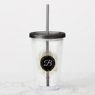 Monogrammed Gold Glitter Acrylic Tumbler