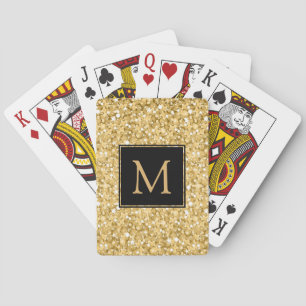 Monogrammed Gold Glitter Playing Cards
