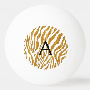 Monogrammed Gold Leopard Pattern Personalised Ping Pong Ball